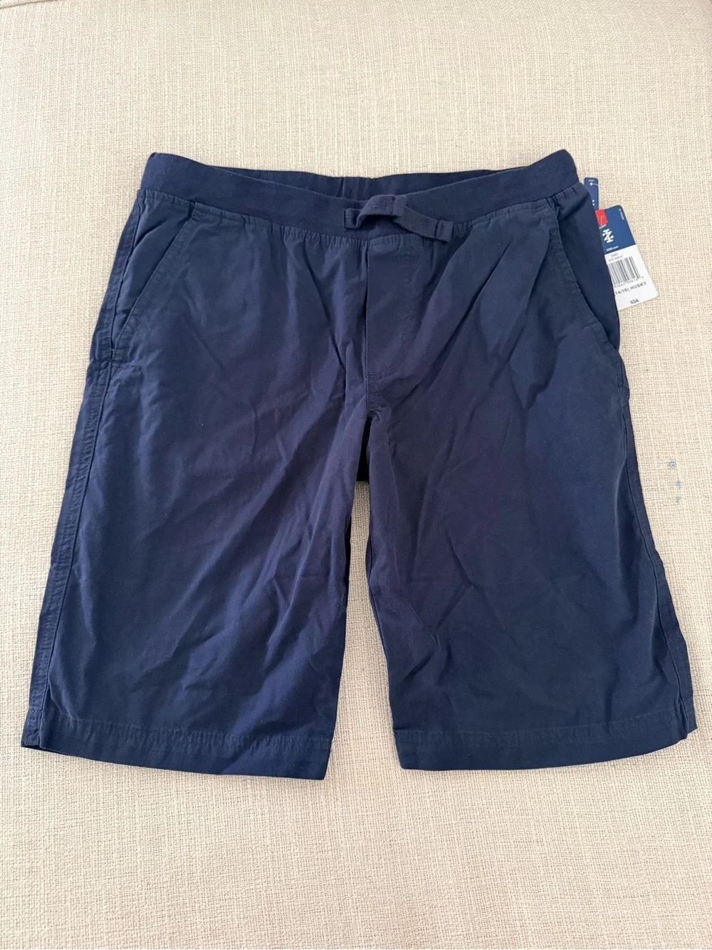 IZOD Boys L 14/16 Husky Navy Pull-On Chino Shorts NWT